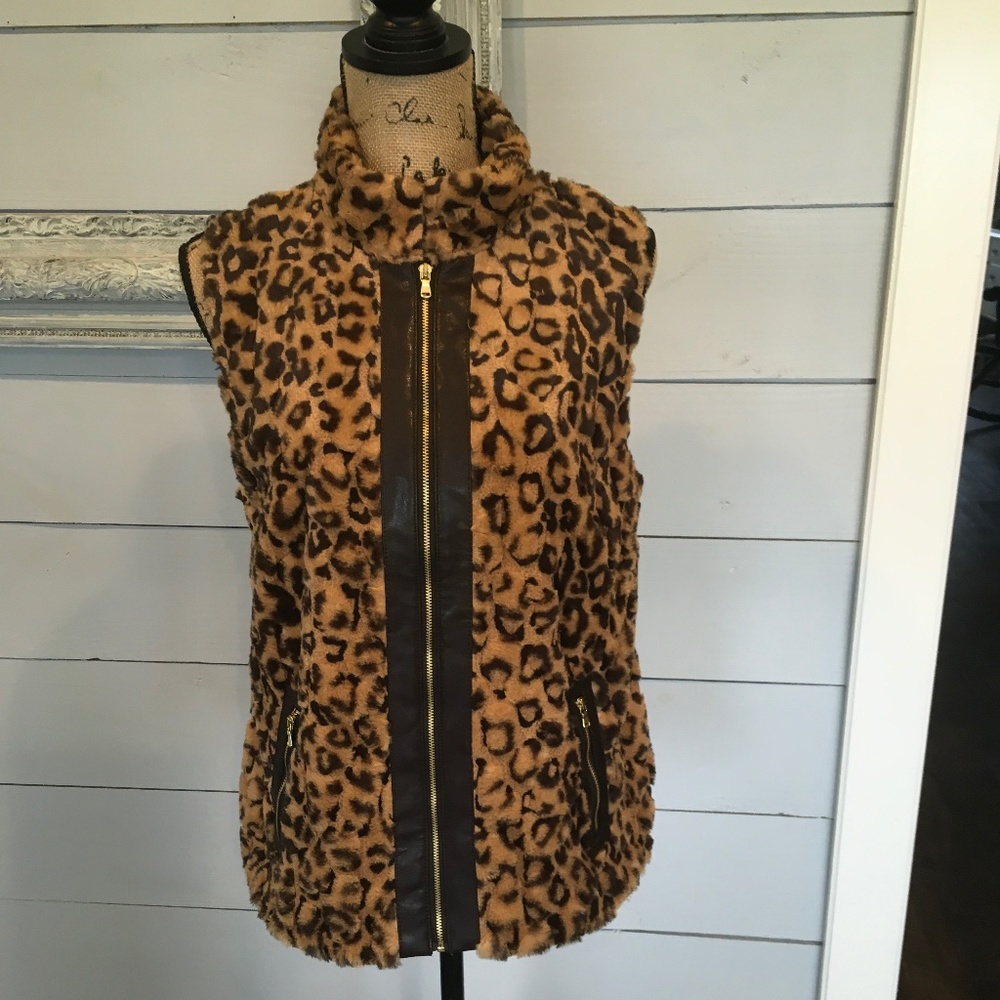 Chico’s Faux Fur and Faux  Leather Vest
